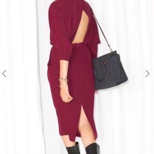 & other stories Maroon open back detail dress sz 4